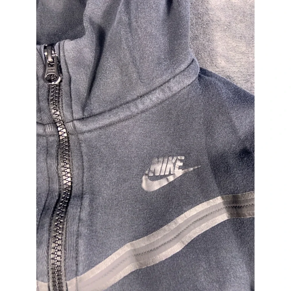 Nike Tech Fleece Boys Hoodie L Gray Zippered Sleeve Pocket Full Zip Athletic